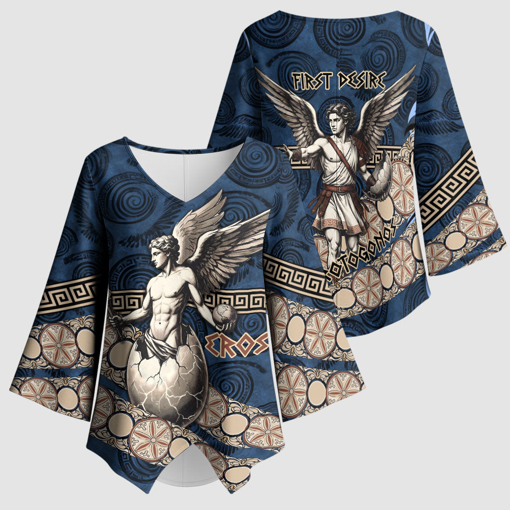 Eros Greek Mythology Protogonos Kimono Sleeve Blouse Winged Eros Emerging From Cosmic Egg Greek Key