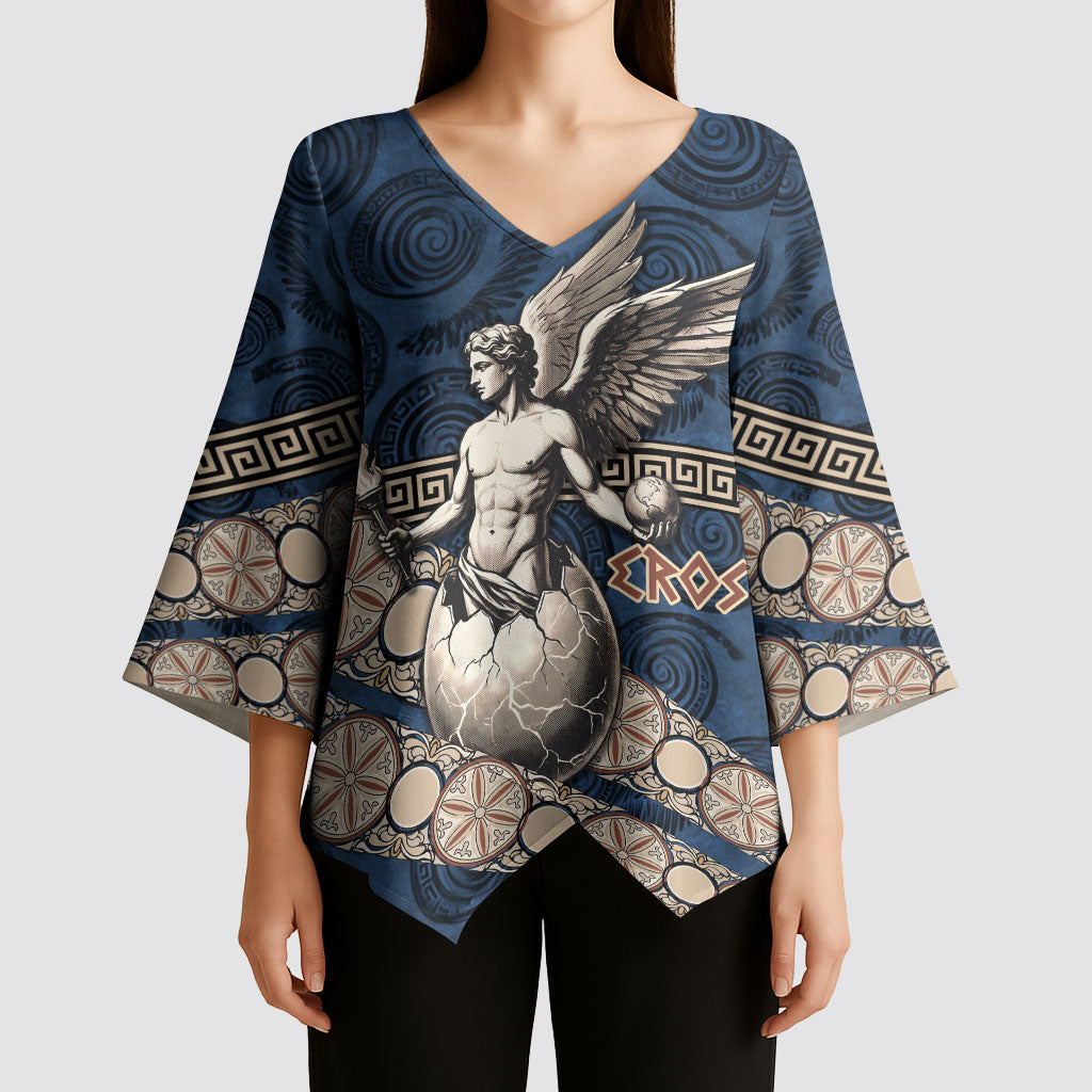Eros Greek Mythology Protogonos Kimono Sleeve Blouse Winged Eros Emerging From Cosmic Egg Greek Key