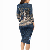 Eros Greek Mythology Protogonos Long Sleeve Bodycon Dress Winged Eros Emerging From Cosmic Egg Greek Key