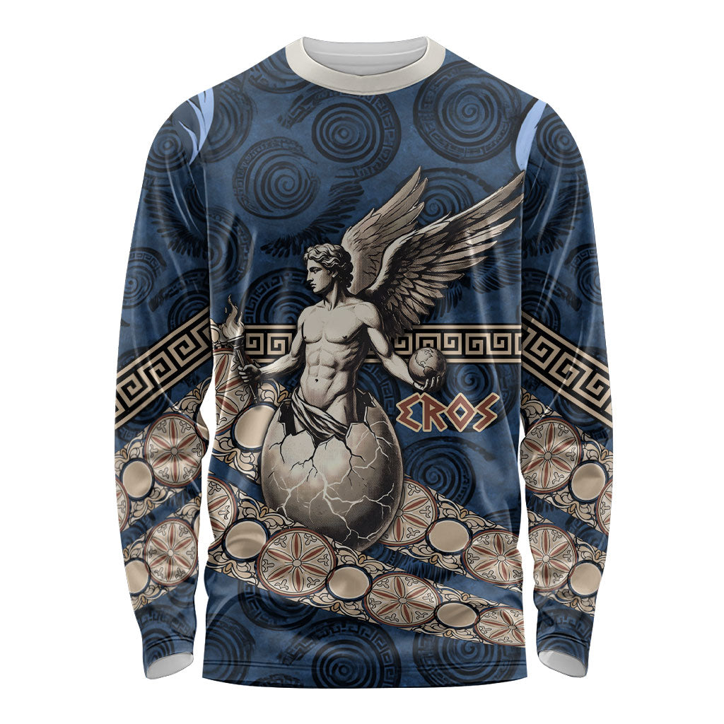 Eros Greek Mythology Protogonos Long Sleeve Shirt Winged Eros Emerging From Cosmic Egg Greek Key