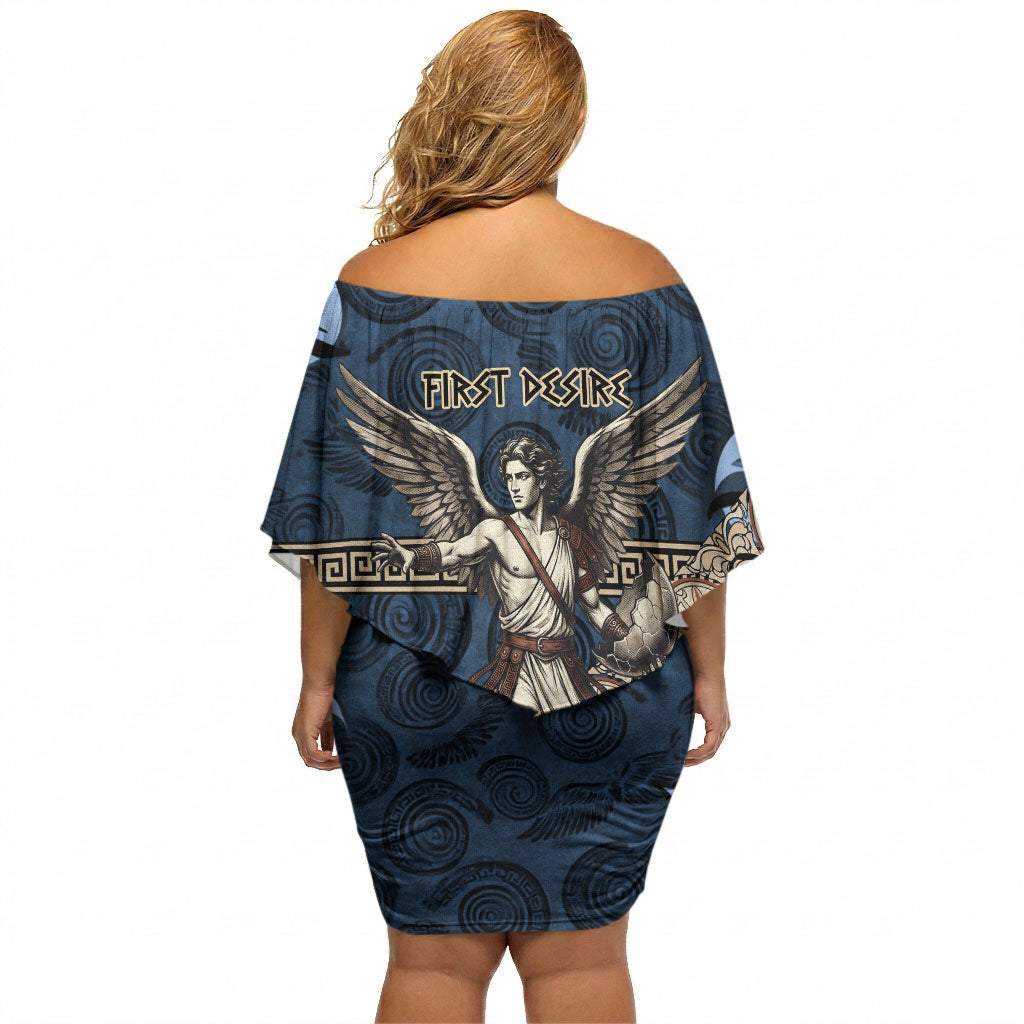Eros Greek Mythology Protogonos Off Shoulder Short Dress Winged Eros Emerging From Cosmic Egg Greek Key