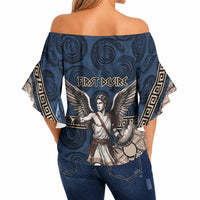 Eros Greek Mythology Protogonos Off Shoulder Wrap Waist Top Winged Eros Emerging From Cosmic Egg Greek Key