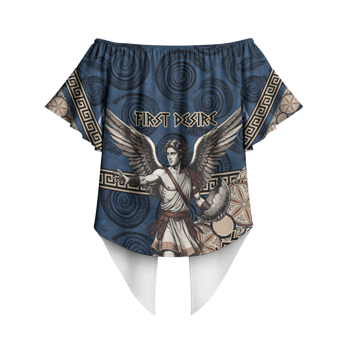 Eros Greek Mythology Protogonos Off Shoulder Wrap Waist Top Winged Eros Emerging From Cosmic Egg Greek Key