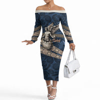 Eros Greek Mythology Protogonos Off The Shoulder Long Sleeve Dress Winged Eros Emerging From Cosmic Egg Greek Key