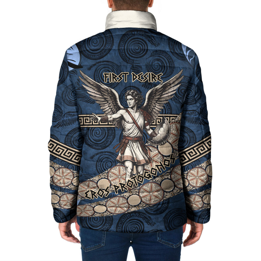 Eros Greek Mythology Protogonos Padded Jacket Winged Eros Emerging From Cosmic Egg Greek Key
