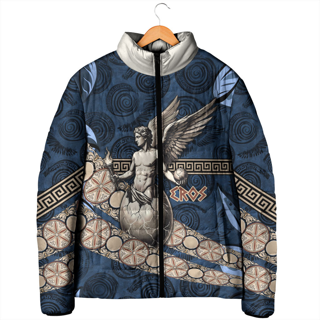Eros Greek Mythology Protogonos Padded Jacket Winged Eros Emerging From Cosmic Egg Greek Key