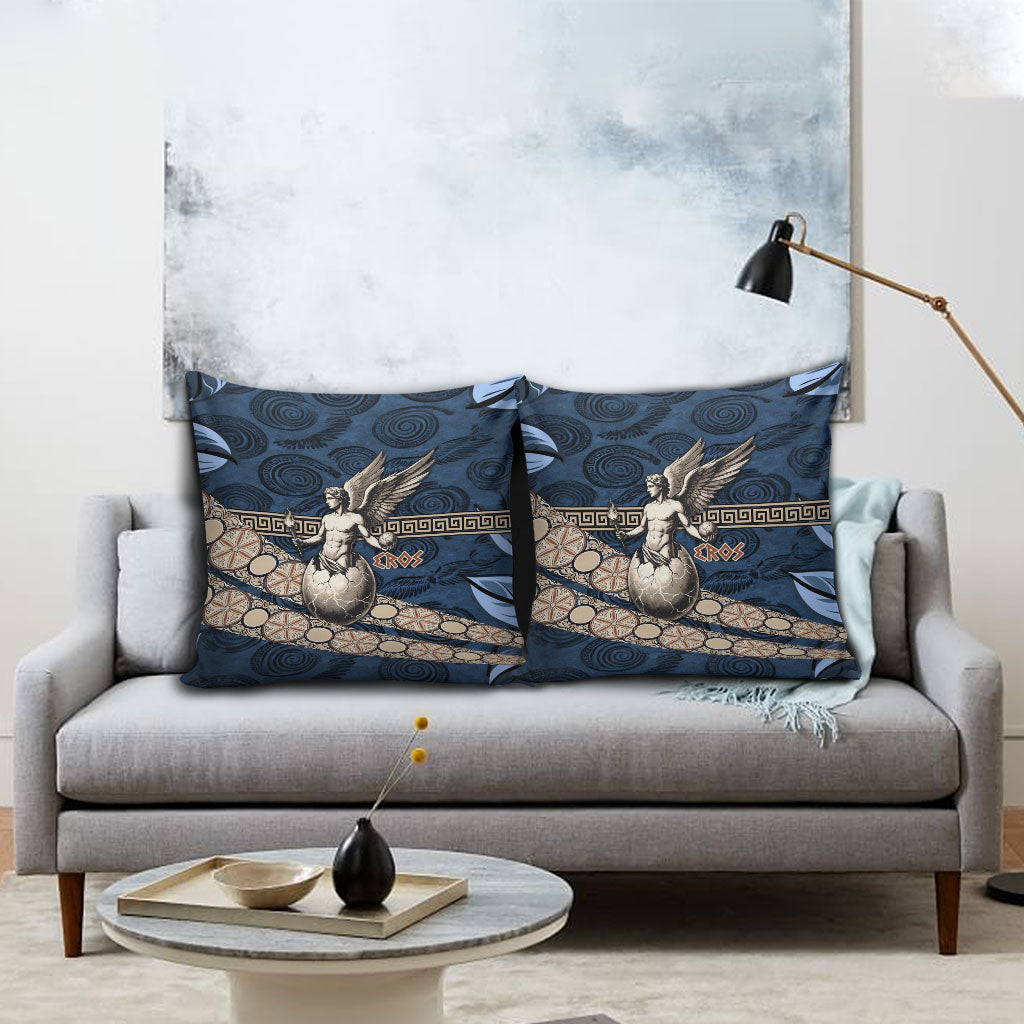 Eros Greek Mythology Protogonos Pillow Cover Winged Eros Emerging From Cosmic Egg Greek Key