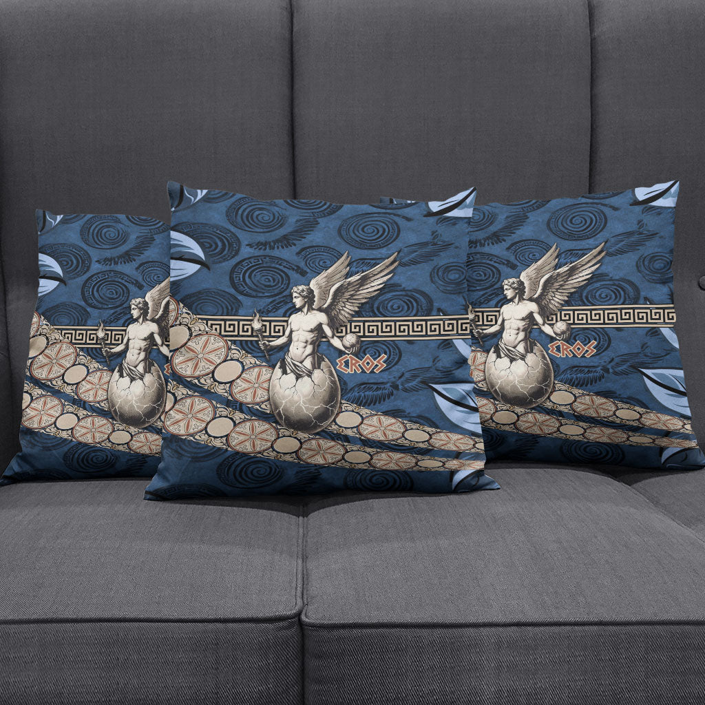 Eros Greek Mythology Protogonos Pillow Cover Winged Eros Emerging From Cosmic Egg Greek Key