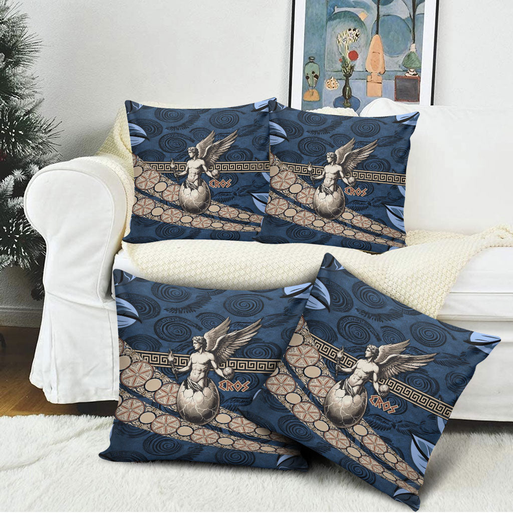 Eros Greek Mythology Protogonos Pillow Cover Winged Eros Emerging From Cosmic Egg Greek Key