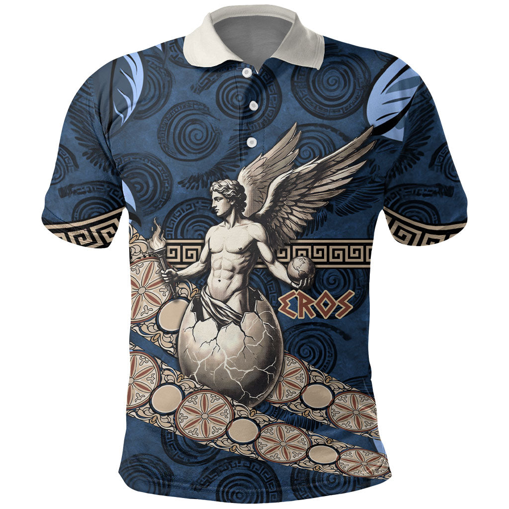 Eros Greek Mythology Protogonos Polo Shirt Winged Eros Emerging From Cosmic Egg Greek Key