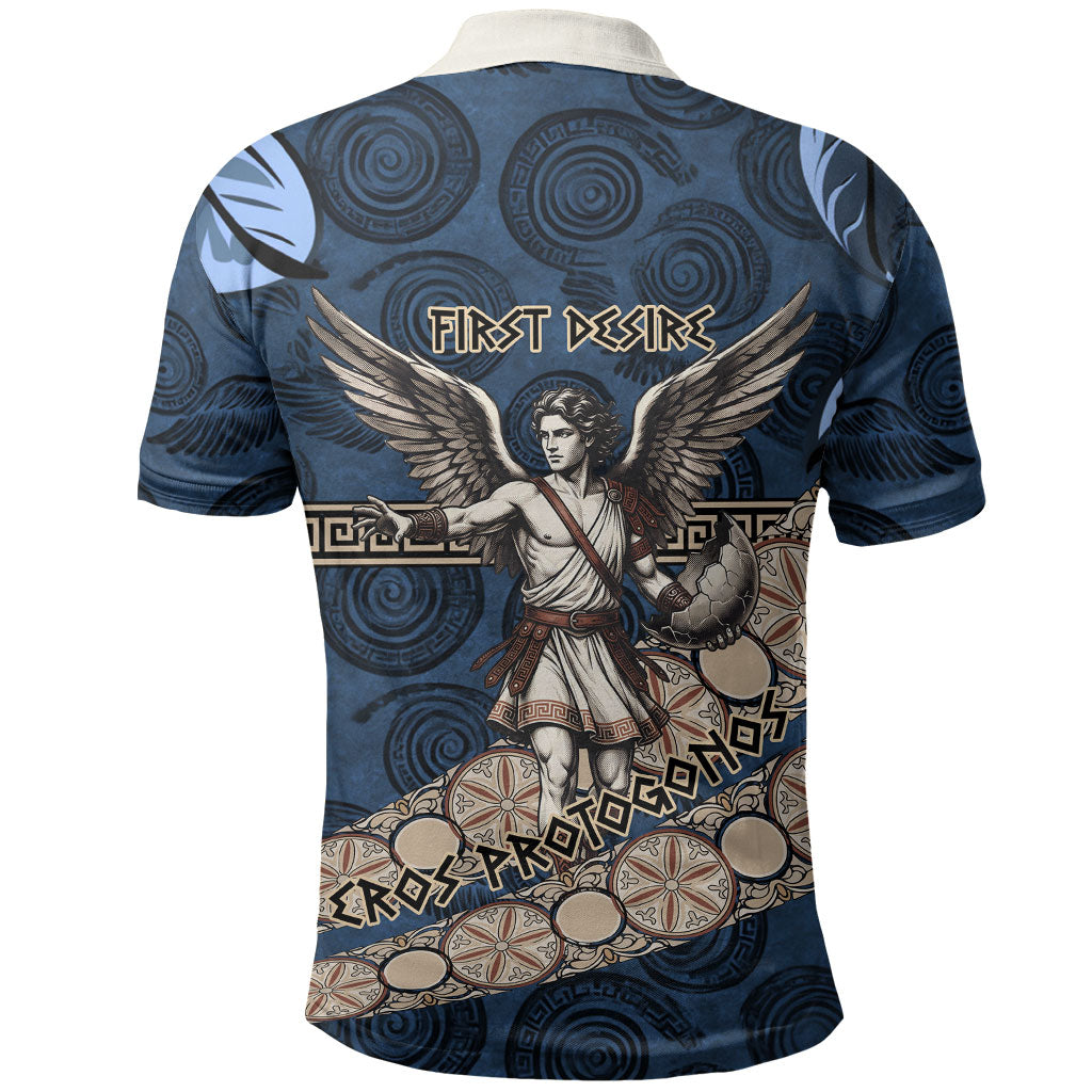 Eros Greek Mythology Protogonos Polo Shirt Winged Eros Emerging From Cosmic Egg Greek Key