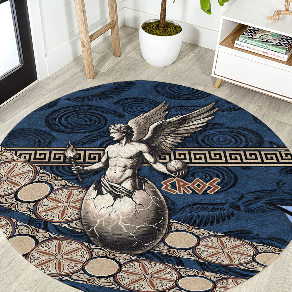 Eros Greek Mythology Protogonos Round Carpet Winged Eros Emerging From Cosmic Egg Greek Key