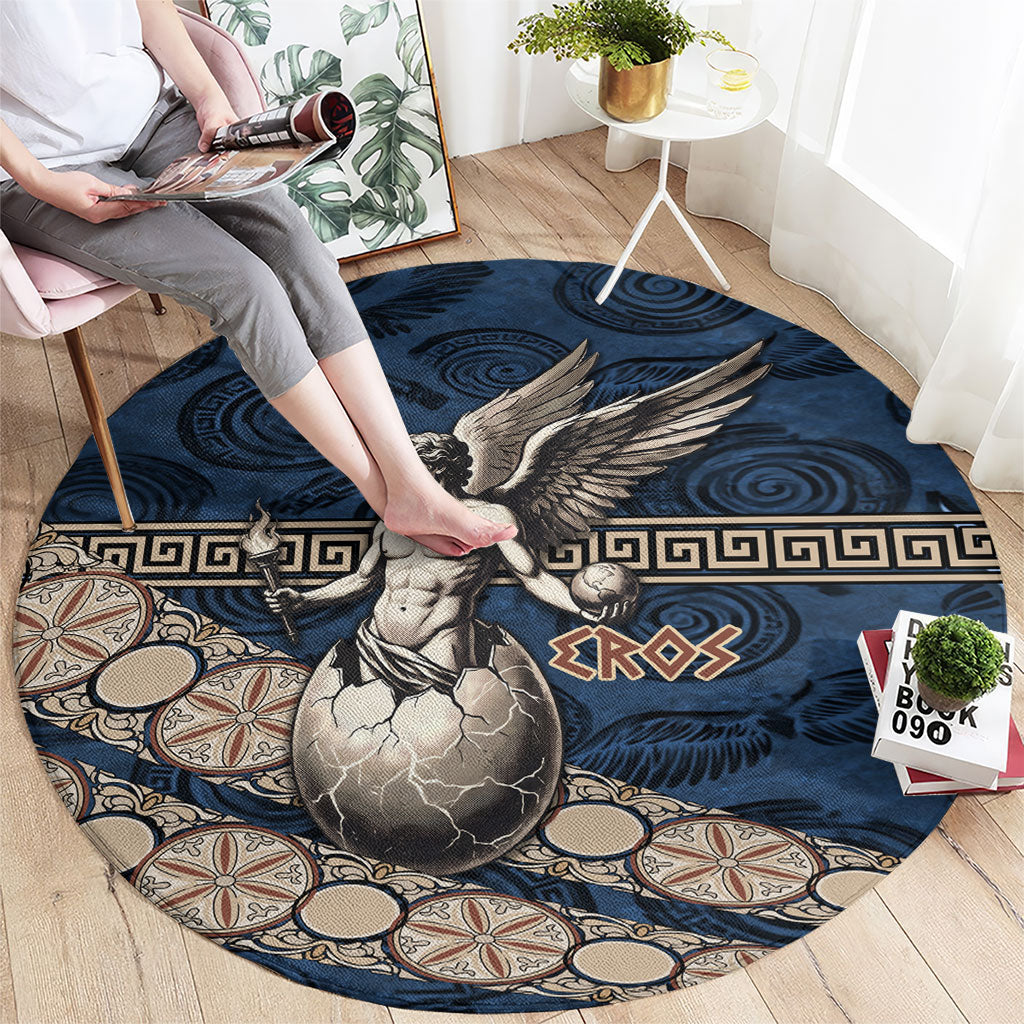 Eros Greek Mythology Protogonos Round Carpet Winged Eros Emerging From Cosmic Egg Greek Key