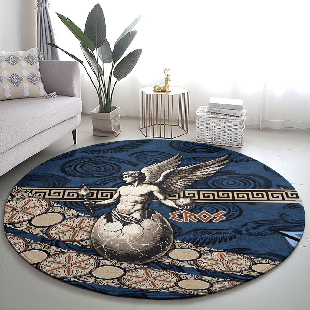 Eros Greek Mythology Protogonos Round Carpet Winged Eros Emerging From Cosmic Egg Greek Key