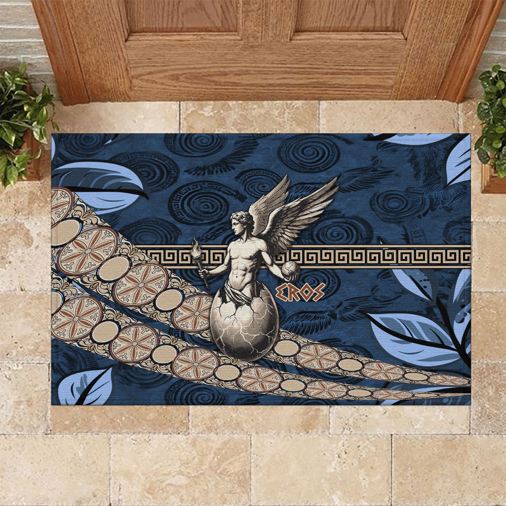 Eros Greek Mythology Protogonos Rubber Doormat Winged Eros Emerging From Cosmic Egg Greek Key