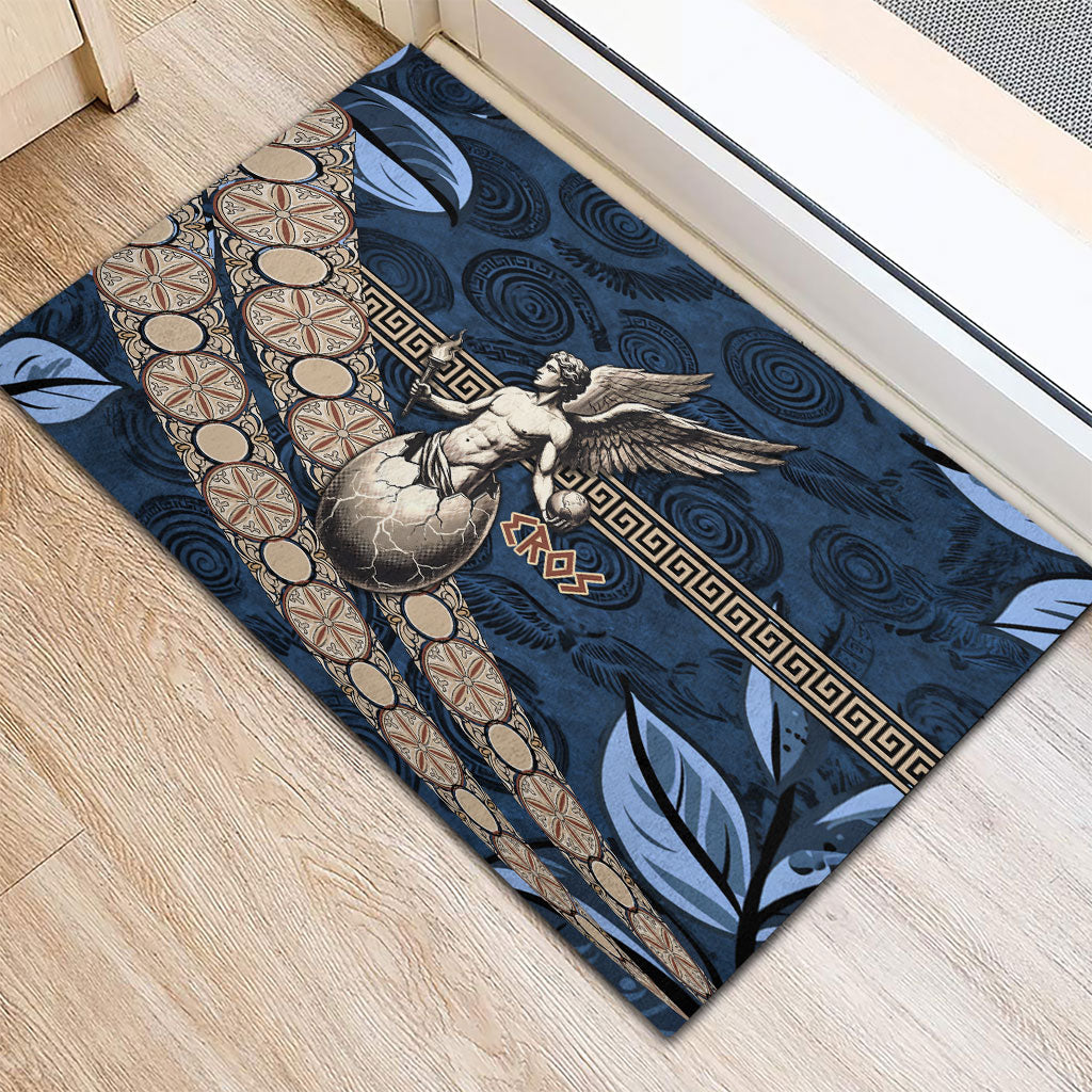 Eros Greek Mythology Protogonos Rubber Doormat Winged Eros Emerging From Cosmic Egg Greek Key