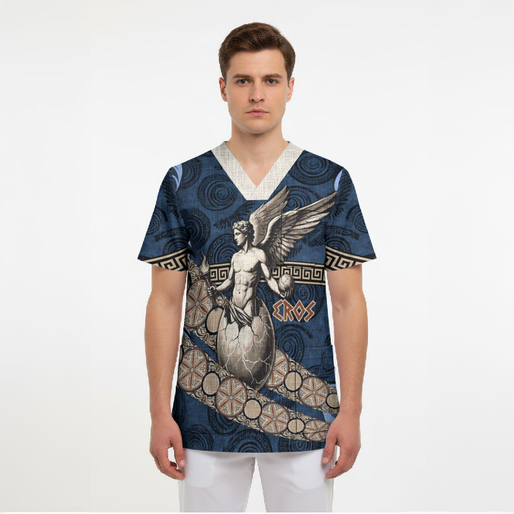Eros Greek Mythology Protogonos Scrub Top Winged Eros Emerging From Cosmic Egg Greek Key