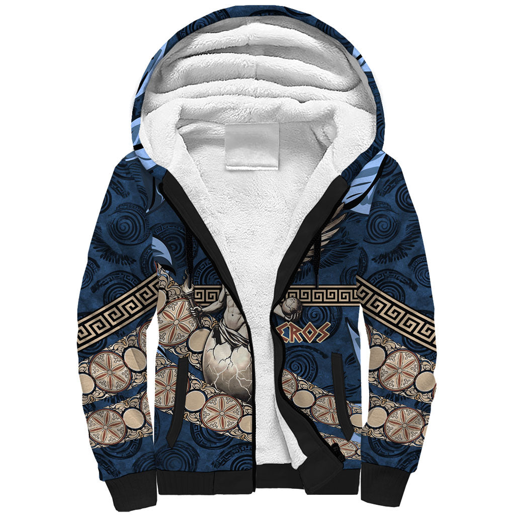 Eros Greek Mythology Protogonos Sherpa Hoodie Winged Eros Emerging From Cosmic Egg Greek Key