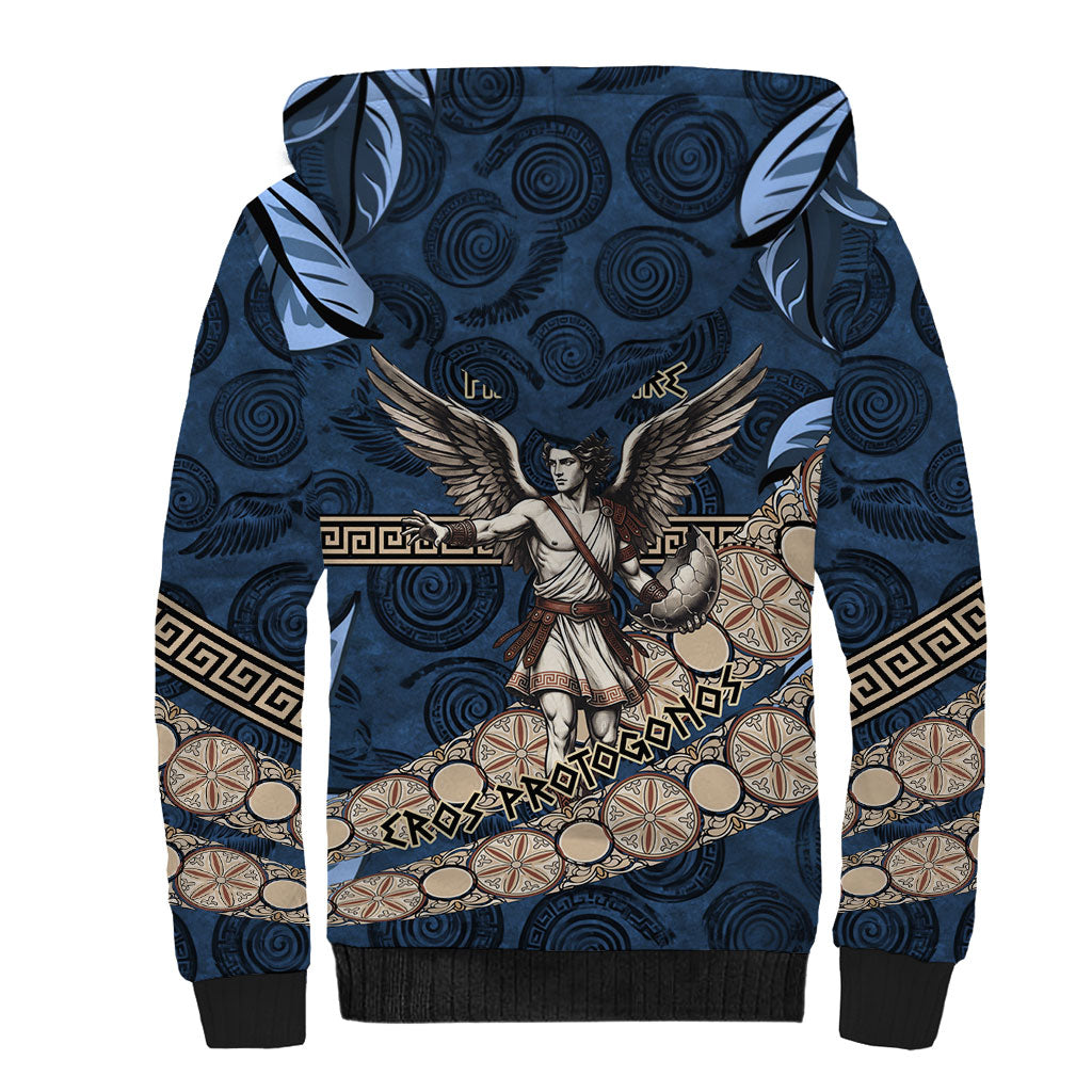 Eros Greek Mythology Protogonos Sherpa Hoodie Winged Eros Emerging From Cosmic Egg Greek Key