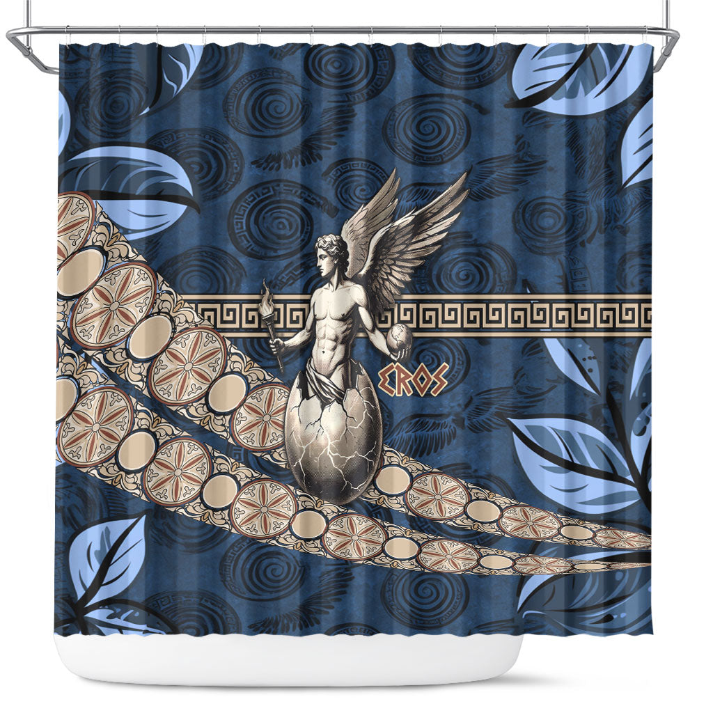 Eros Greek Mythology Protogonos Shower Curtain Winged Eros Emerging From Cosmic Egg Greek Key