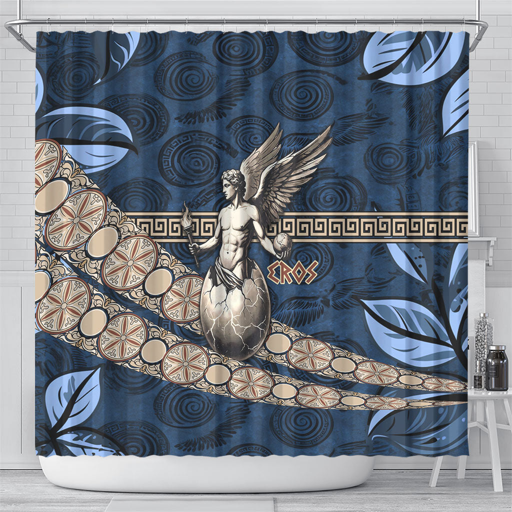 Eros Greek Mythology Protogonos Shower Curtain Winged Eros Emerging From Cosmic Egg Greek Key