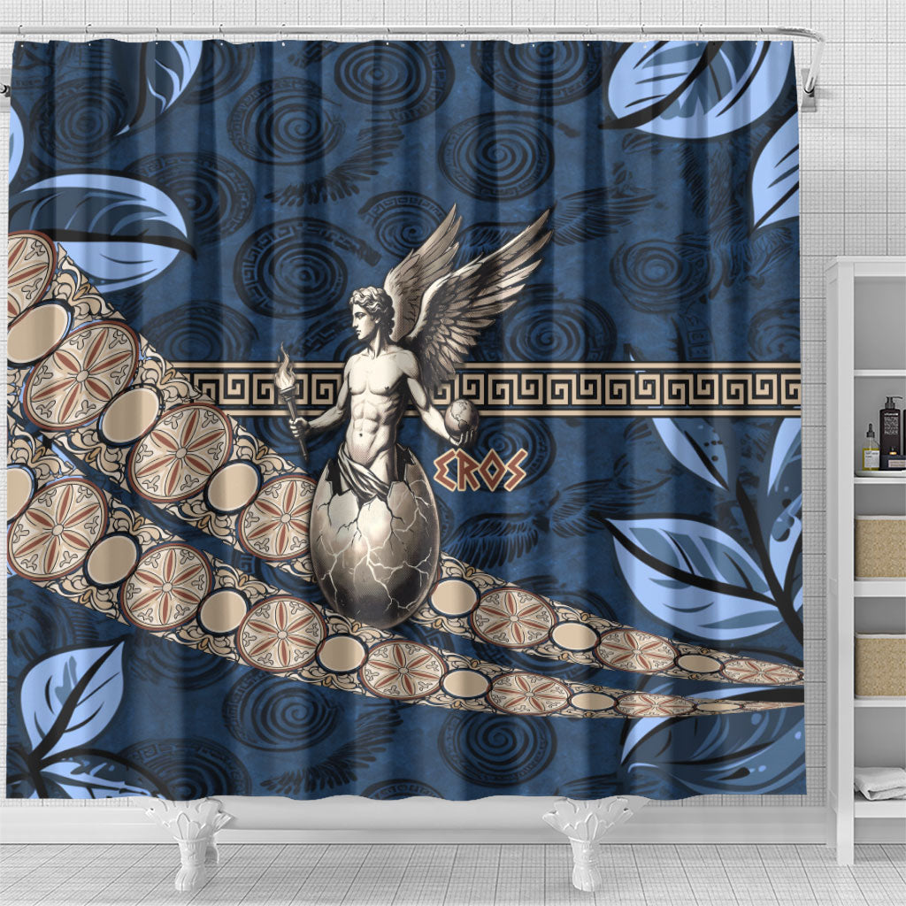 Eros Greek Mythology Protogonos Shower Curtain Winged Eros Emerging From Cosmic Egg Greek Key