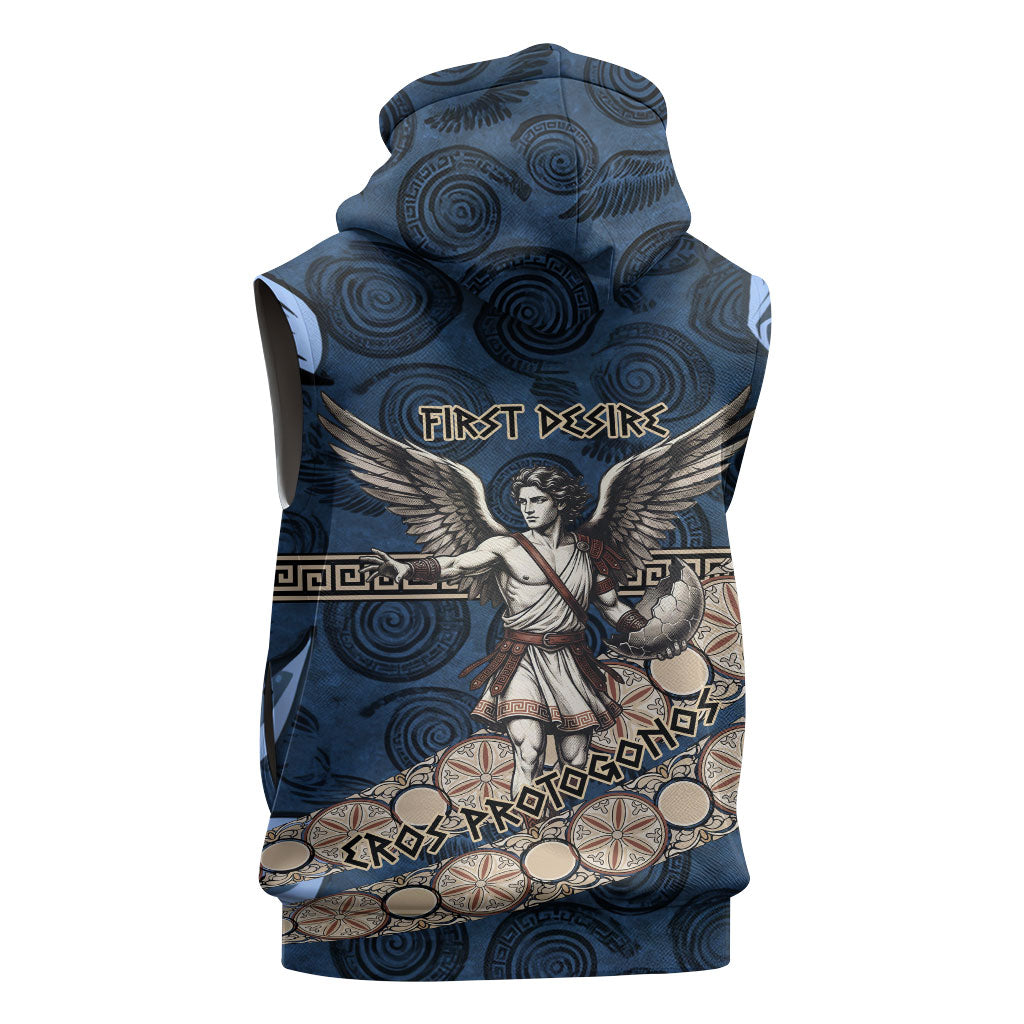 Eros Greek Mythology Protogonos Sleeveless Hoodie Winged Eros Emerging From Cosmic Egg Greek Key