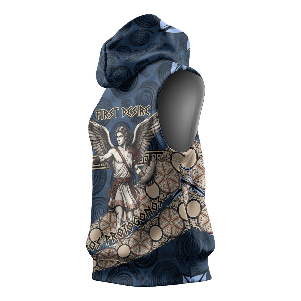 Eros Greek Mythology Protogonos Sleeveless Hoodie Winged Eros Emerging From Cosmic Egg Greek Key