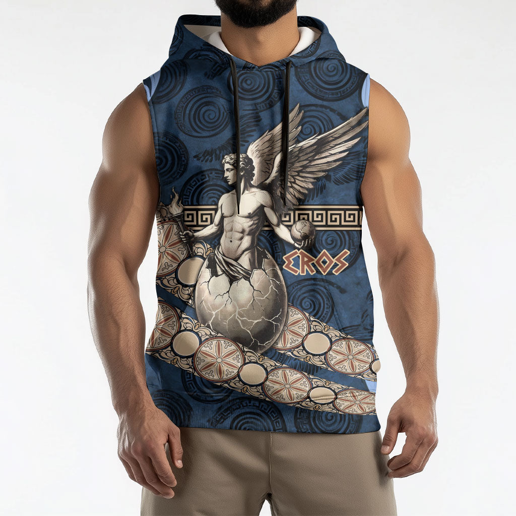 Eros Greek Mythology Protogonos Sleeveless Hoodie Winged Eros Emerging From Cosmic Egg Greek Key