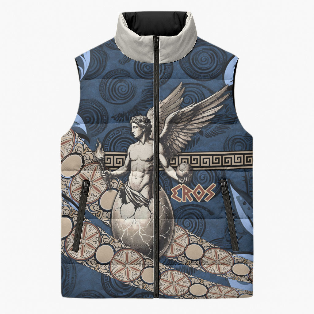 Eros Greek Mythology Protogonos Sleeveless Puffer Jacket Winged Eros Emerging From Cosmic Egg Greek Key