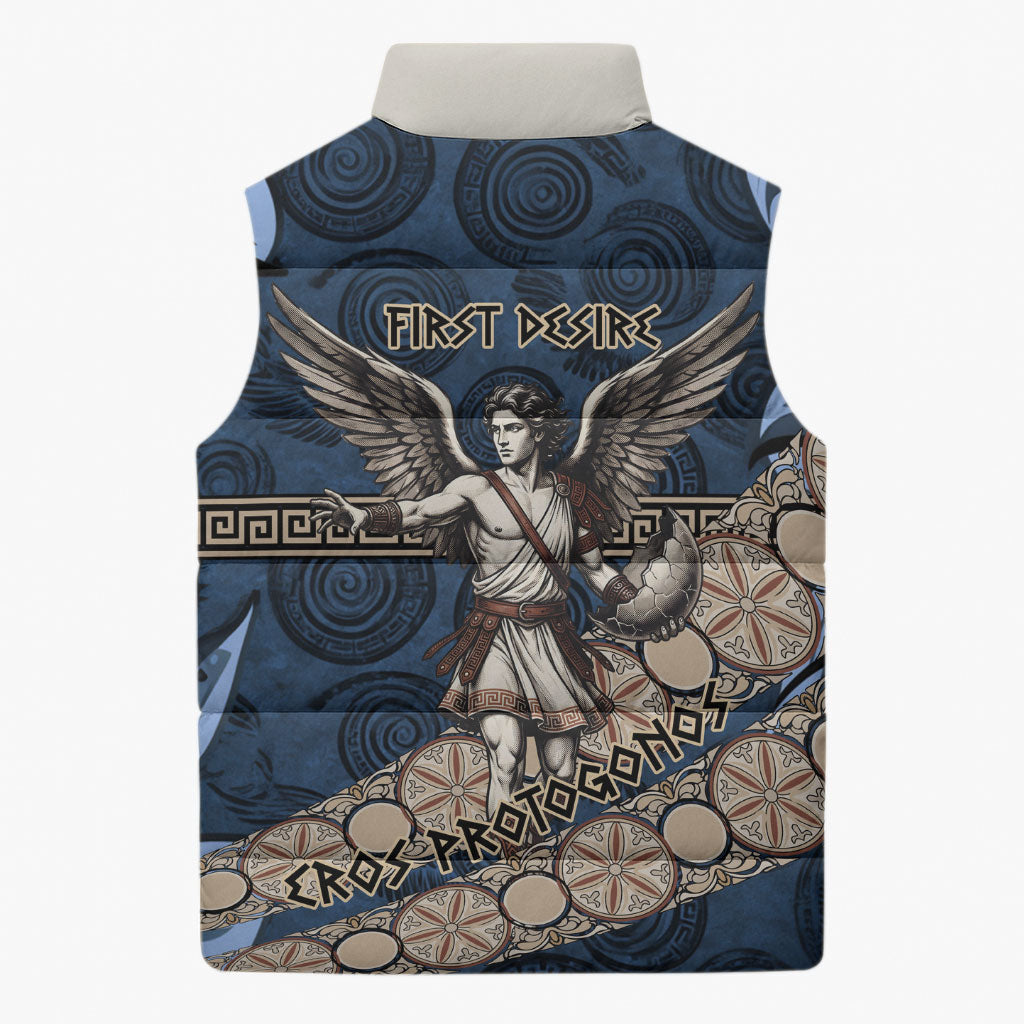 Eros Greek Mythology Protogonos Sleeveless Puffer Jacket Winged Eros Emerging From Cosmic Egg Greek Key
