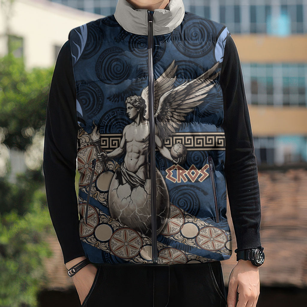 Eros Greek Mythology Protogonos Sleeveless Puffer Jacket Winged Eros Emerging From Cosmic Egg Greek Key