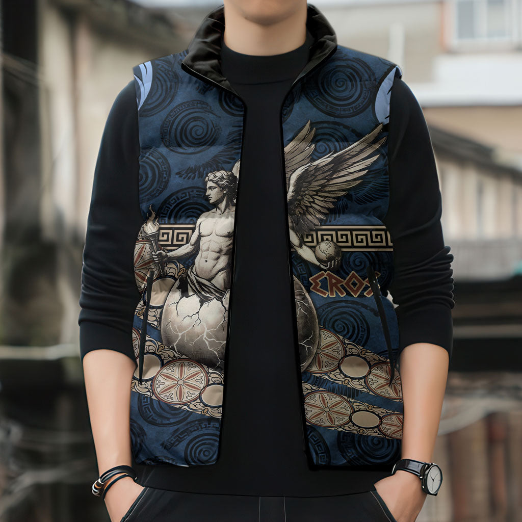 Eros Greek Mythology Protogonos Sleeveless Puffer Jacket Winged Eros Emerging From Cosmic Egg Greek Key