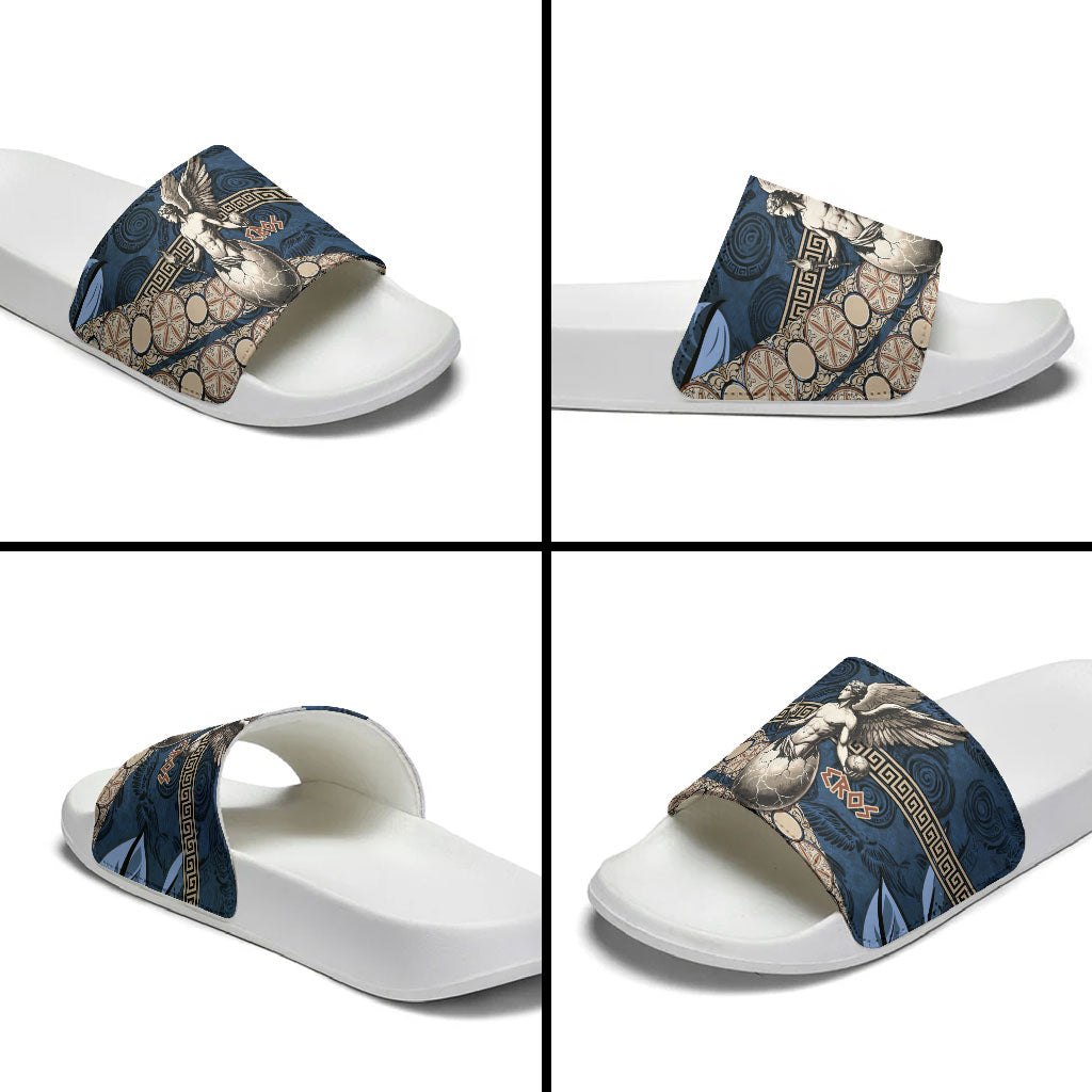 Eros Greek Mythology Protogonos Slide Sandals Winged Eros Emerging From Cosmic Egg Greek Key