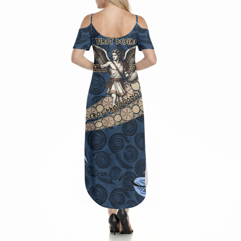 Eros Greek Mythology Protogonos Summer Maxi Dress Winged Eros Emerging From Cosmic Egg Greek Key