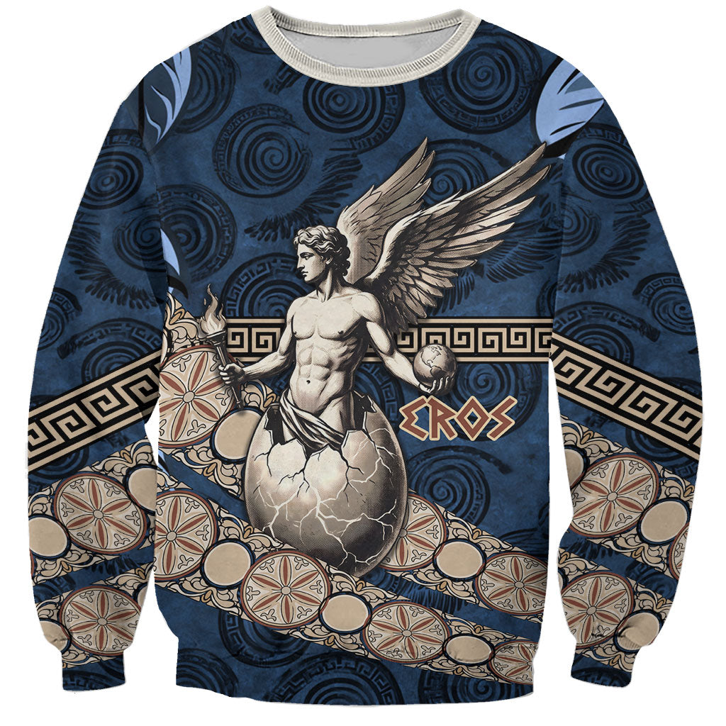 Eros Greek Mythology Protogonos Sweatshirt Winged Eros Emerging From Cosmic Egg Greek Key
