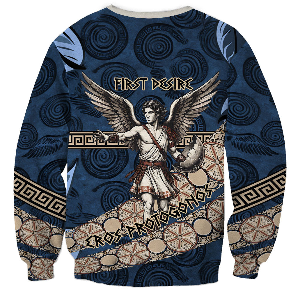 Eros Greek Mythology Protogonos Sweatshirt Winged Eros Emerging From Cosmic Egg Greek Key