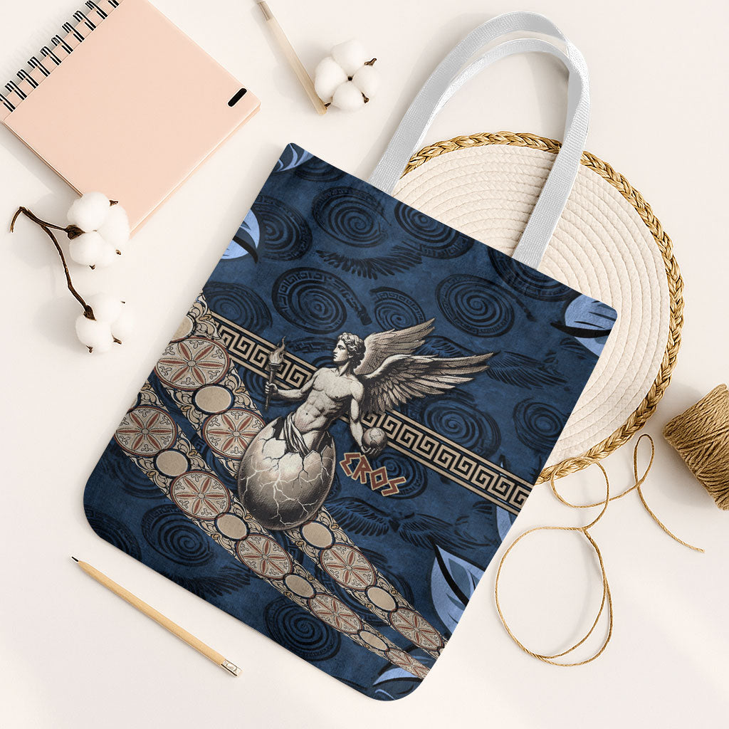Eros Greek Mythology Protogonos Tote Bag Winged Eros Emerging From Cosmic Egg Greek Key