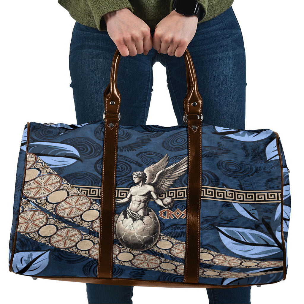 Eros Greek Mythology Protogonos Travel Bag Winged Eros Emerging From Cosmic Egg Greek Key