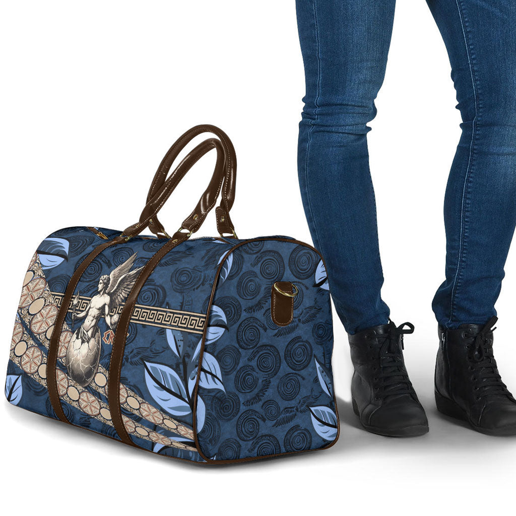 Eros Greek Mythology Protogonos Travel Bag Winged Eros Emerging From Cosmic Egg Greek Key
