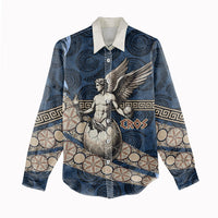 Eros Greek Mythology Protogonos Women Casual Shirt Winged Eros Emerging From Cosmic Egg Greek Key