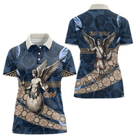 Eros Greek Mythology Protogonos Women Polo Shirt Winged Eros Emerging From Cosmic Egg Greek Key