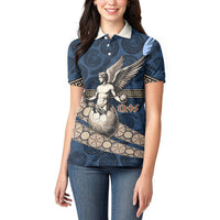 Eros Greek Mythology Protogonos Women Polo Shirt Winged Eros Emerging From Cosmic Egg Greek Key
