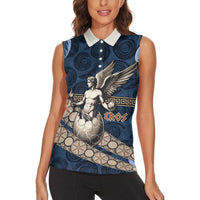 Eros Greek Mythology Protogonos Women Sleeveless Polo Shirt Winged Eros Emerging From Cosmic Egg Greek Key