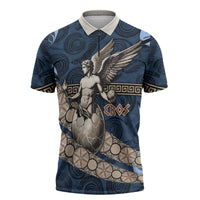 Eros Greek Mythology Protogonos Zipper Polo Shirt Winged Eros Emerging From Cosmic Egg Greek Key