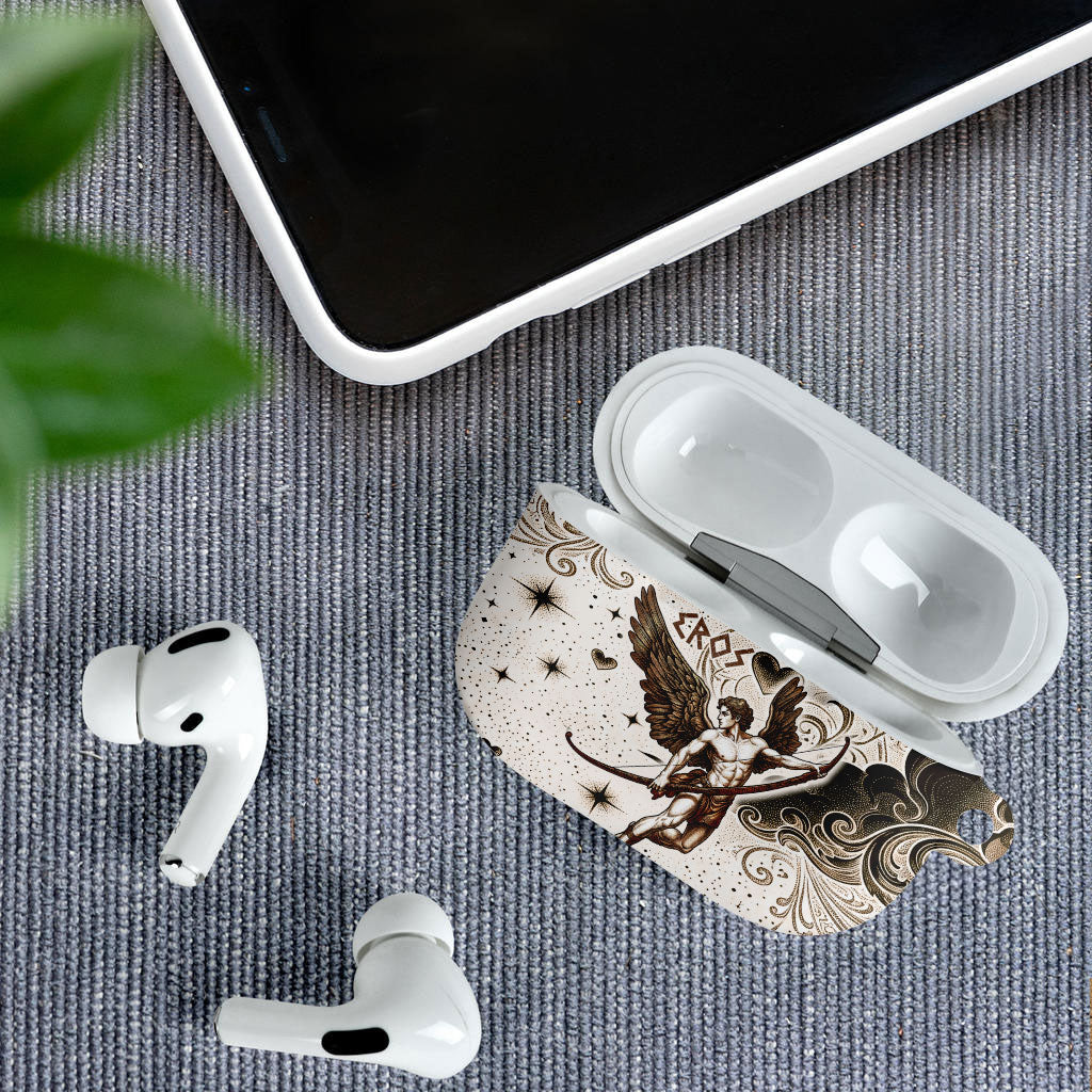 Eros Greek Mythology Cupid God Of Love AirPods Case Winged Archer Eros Bow Arrow And Celestial Clouds