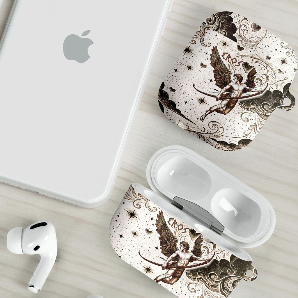 Eros Greek Mythology Cupid God Of Love AirPods Case Winged Archer Eros Bow Arrow And Celestial Clouds