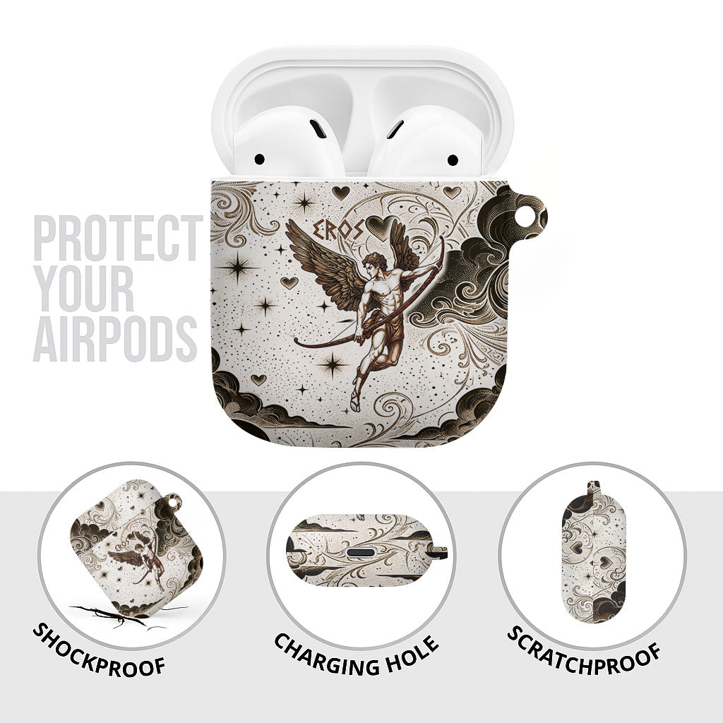 Eros Greek Mythology Cupid God Of Love AirPods Case Winged Archer Eros Bow Arrow And Celestial Clouds