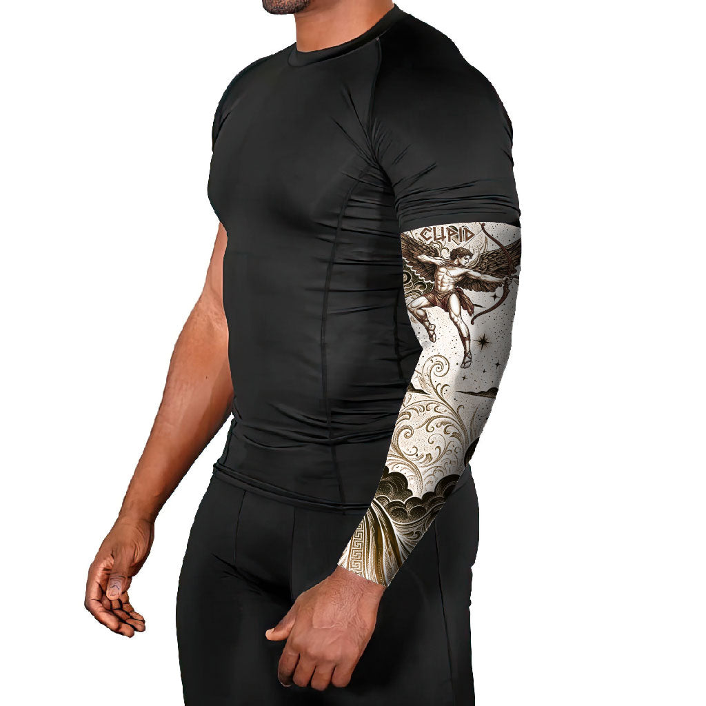 Eros Greek Mythology Cupid God Of Love Arm Sleeves Winged Archer Eros Bow Arrow And Celestial Clouds