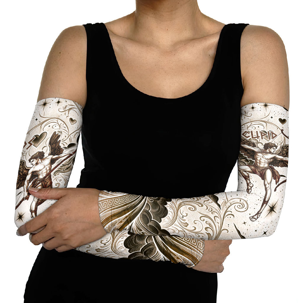 Eros Greek Mythology Cupid God Of Love Arm Sleeves Winged Archer Eros Bow Arrow And Celestial Clouds